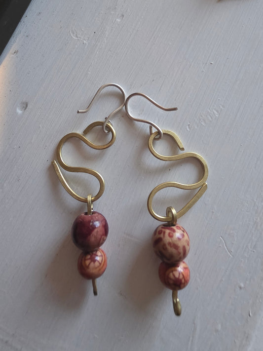 Brass dangling earrings